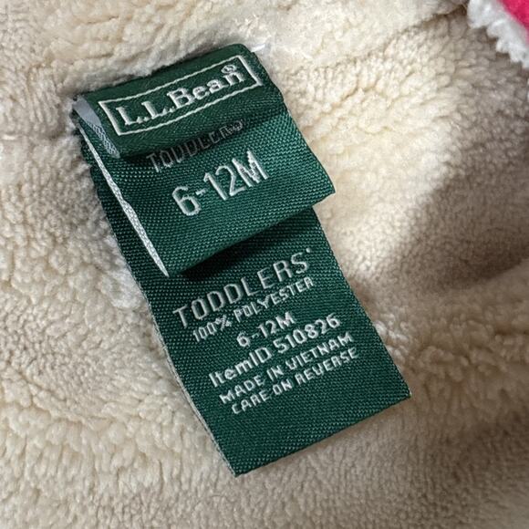 LL Bean Baby Toddler 6-12M Hat & Mitten Set Mountain Classic Fleece Color block - Picture 6 of 12